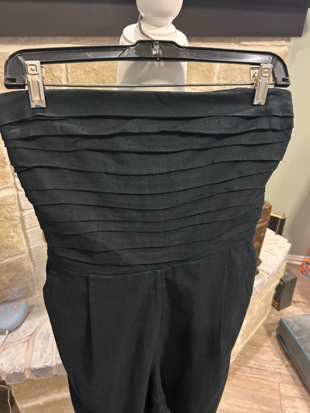 Abercrombie & Fitch Black Strapless Wide-Leg Jumpsuit- Linen and Cotton Blend - Picture 4 of 16
